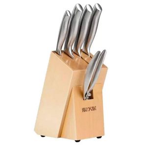 HUOHOU 5-in-1 Knife Set with Stand Seamless Knife Design Stainless Steel 4 Knives and Scissors Model: HU0014