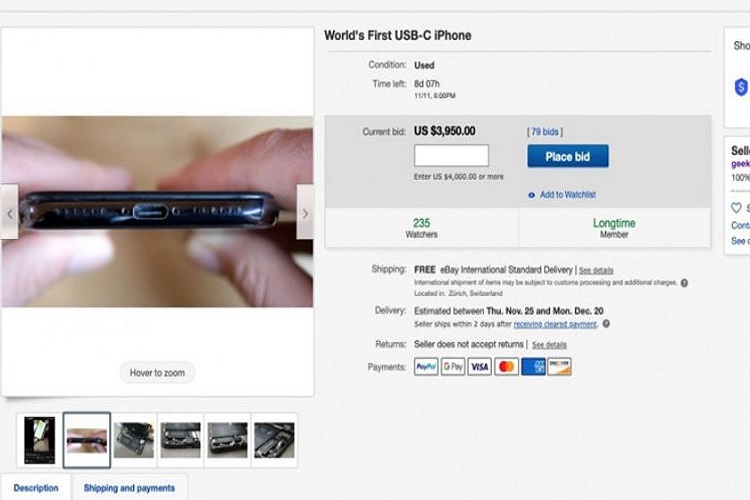 فروش آیفون USB-C با قیمت 4000 دلار